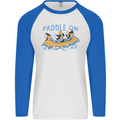 White Water Rafting Paddle On Whitewater Mens L/S Baseball T-Shirt White/Royal Blue