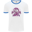 Viking Axe Skull Mens Ringer T-Shirt White/Royal Blue