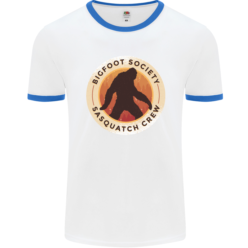 Bigfoot Society Sasquatch Crew Mens Ringer T-Shirt White/Royal Blue