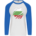 Torn Bulgaria Flag Bulgarian Day Football Mens L/S Baseball T-Shirt White/Royal Blue