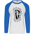 Rock Climbing Live to Climb  Climber Mens L/S Baseball T-Shirt White/Royal Blue