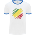 Torn Republic of the Congo Flag Day Football Mens Ringer T-Shirt White/Royal Blue