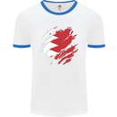 Torn Bahrain Flag Bahraini Day Football Mens Ringer T-Shirt White/Royal Blue