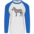 A Zebra Mens L/S Baseball T-Shirt White/Royal Blue