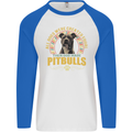 A Pitbull Dog Mens L/S Baseball T-Shirt White/Royal Blue