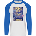 Diver Same Planet Different World Mens L/S Baseball T-Shirt White/Royal Blue