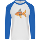 Shark Wannabe Funny Goldfish Sea Fishing Mens L/S Baseball T-Shirt White/Royal Blue