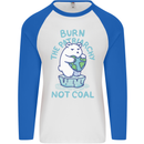 Environment Burn the Patriachy Not Coal Mens L/S Baseball T-Shirt White/Royal Blue