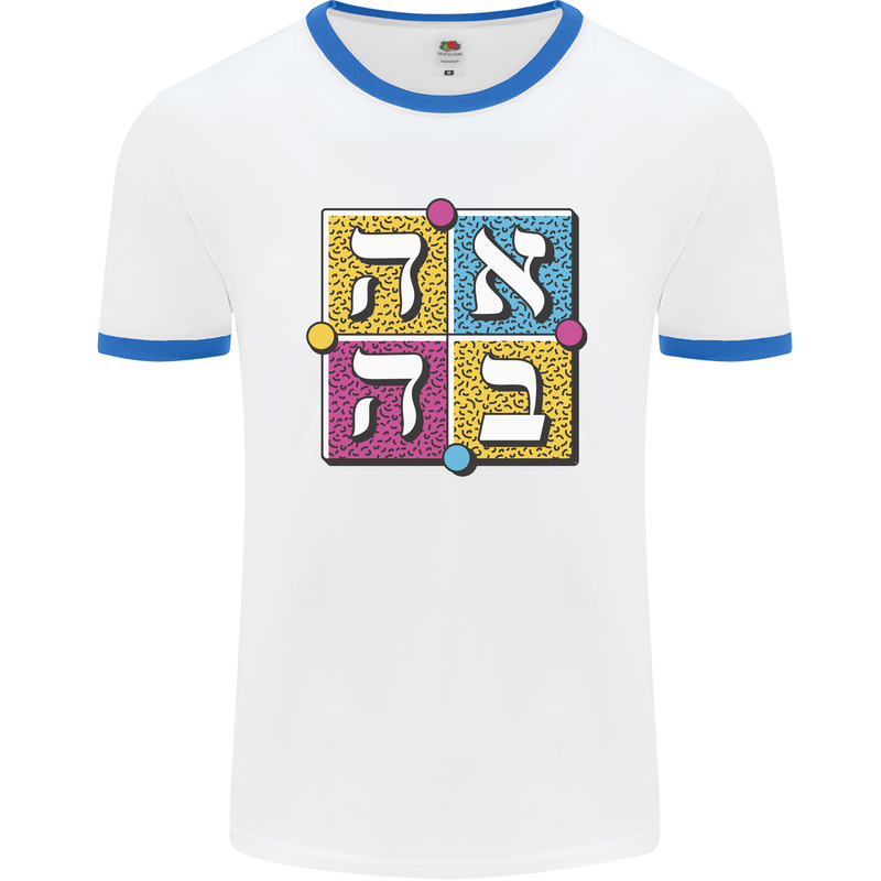 Love in Written in Hebrew Mens Ringer T-Shirt White/Royal Blue