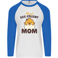 Mother's Day Easter Most Egg-cellent Mom Mens L/S Baseball T-Shirt White/Royal Blue