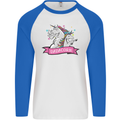 Dadicorn Funny Fathers Day Unicorn Mens L/S Baseball T-Shirt White/Royal Blue