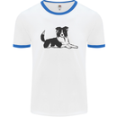 A Border Collie Dog Lying Down Mens Ringer T-Shirt White/Royal Blue