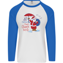 Christmas Climat Change Matters Santa Mens L/S Baseball T-Shirt White/Royal Blue