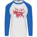 Chinese Zodiac Shengxiao Year of the Ox Mens L/S Baseball T-Shirt White/Royal Blue