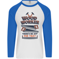 Carpenter Woodworker No App For That Mens L/S Baseball T-Shirt White/Royal Blue