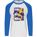 Running Every Mile Cross Country Marathon Runner Mens L/S Baseball T-Shirt White/Royal Blue