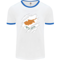 Torn Cyprus Flag Cypriot Day Football Mens Ringer T-Shirt White/Royal Blue