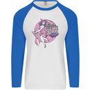 Breast Cancer Awareness Witch Halloween Mens L/S Baseball T-Shirt White/Royal Blue