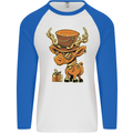 Steampunk Reindeer Funny Christmas Mens L/S Baseball T-Shirt White/Royal Blue