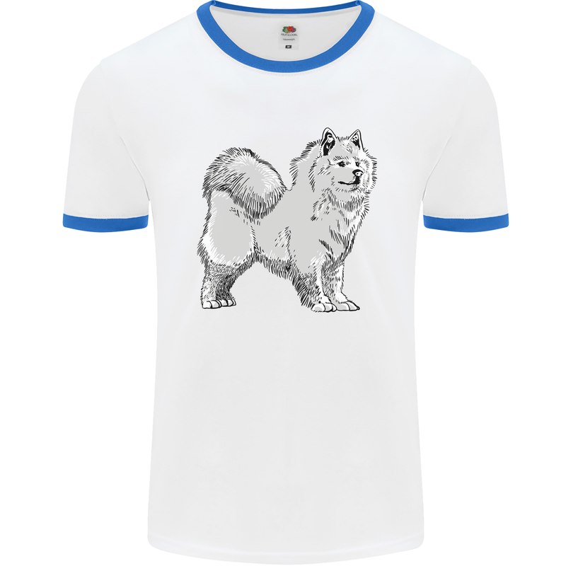 A Samoyed Dog Mens Ringer T-Shirt White/Royal Blue