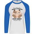 Do I Look Like a People Person Funny Cat Mens L/S Baseball T-Shirt White/Royal Blue