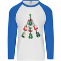 Funny Christmas Guitar Tree Rock Music Mens L/S Baseball T-Shirt White/Royal Blue