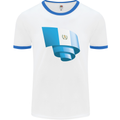 Curled Guatemala Flag Guatemalan Day Football Mens Ringer T-Shirt White/Royal Blue