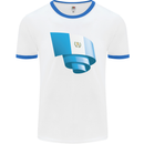 Curled Guatemala Flag Guatemalan Day Football Mens Ringer T-Shirt White/Royal Blue