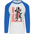 Born & Bred England St Georges Day Mens L/S Baseball T-Shirt White/Royal Blue