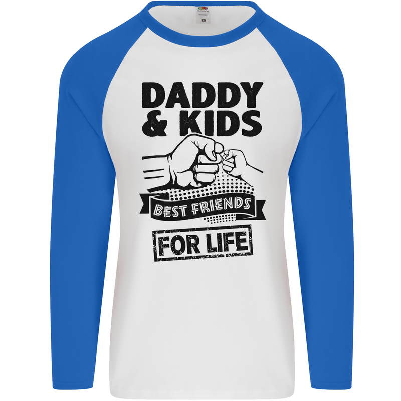 Daddy & Kids Best Friends Father's Day Mens L/S Baseball T-Shirt White/Royal Blue