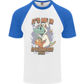 T-Rex Its Me I'm the Easter Bunny Funny Egg Mens S/S Baseball T-Shirt White/Royal Blue