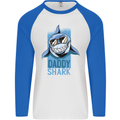 Daddy Shark Funny Father's Day Mens L/S Baseball T-Shirt White/Royal Blue