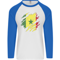 Torn Senegal Flag Senegalese Day Football Mens L/S Baseball T-Shirt White/Royal Blue