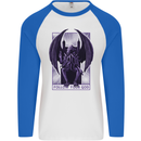 Cthulhu Follow Your God Kraken Mythology Mens L/S Baseball T-Shirt White/Royal Blue