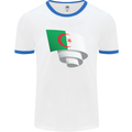 Curled Algeria Flag Algerian Day Football Mens Ringer T-Shirt White/Royal Blue