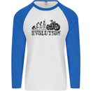 Evolution of Motorcycle Motorbike Biker Mens L/S Baseball T-Shirt White/Royal Blue
