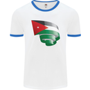 Curled Jordan Flag Jordanian Day Football Mens Ringer T-Shirt White/Royal Blue