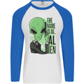 The Name is Al Alien Funny Movie Parody Mens L/S Baseball T-Shirt White/Royal Blue