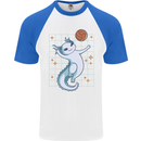 Axolotl Playing Volleyball Mens S/S Baseball T-Shirt White/Royal Blue