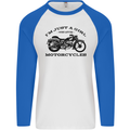 A Girl Who Loves Motorcycles Biker Mens L/S Baseball T-Shirt White/Royal Blue