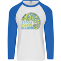 Comma Chameleon Funny Lizard Mens L/S Baseball T-Shirt White/Royal Blue