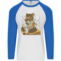 Steampunk Zombie Halloween Mens L/S Baseball T-Shirt White/Royal Blue