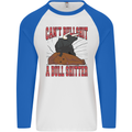 Can't Bullsh!t a Bullshiter Funny Offensive Mens L/S Baseball T-Shirt White/Royal Blue