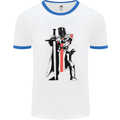 Knights Templar With Broad Sword Mens Ringer T-Shirt White/Royal Blue