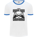 I Can't Hear You Im Gaming Funny Gamer Mens Ringer T-Shirt White/Royal Blue