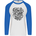 Rock and Roll Music Mens L/S Baseball T-Shirt White/Royal Blue