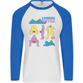 Camera Sutra Photography Photographer Funny Mens L/S Baseball T-Shirt White/Royal Blue