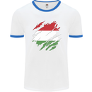 Torn Hungary Flag Hungarian Day Football Mens Ringer T-Shirt White/Royal Blue