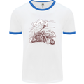 An Army Biker With Tank Skull Motorcycle Mens Ringer T-Shirt White/Royal Blue