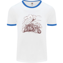 An Army Biker With Tank Skull Motorcycle Mens Ringer T-Shirt White/Royal Blue